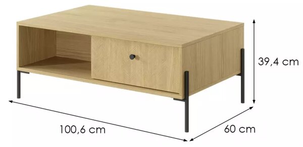 Masuta de cafea in decor stejar SCANDI 2S