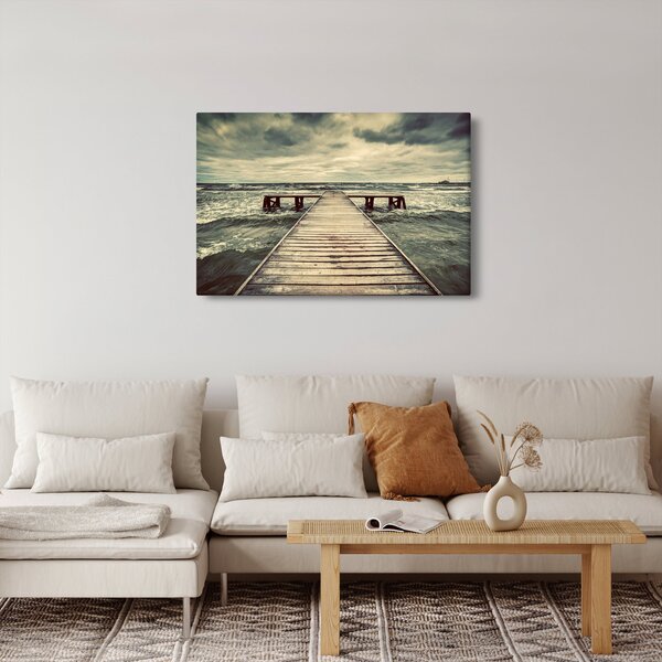 Tablou cu dig din lemn la mare (90x60 cm)