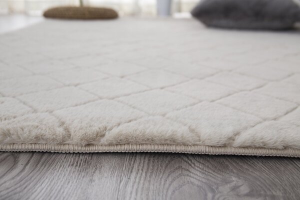 Model Blana Iepure, Lop Grofat 050, Covor Living Dormitor Antiderapant, Crem 140 x 200
