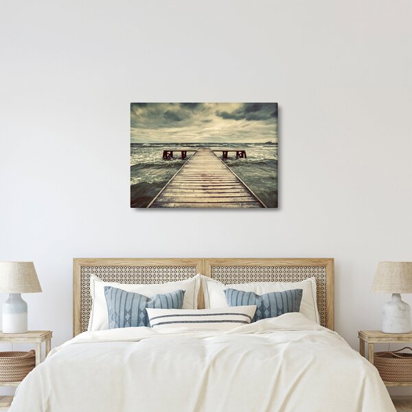 Tablou cu dig din lemn la mare (70x50 cm)