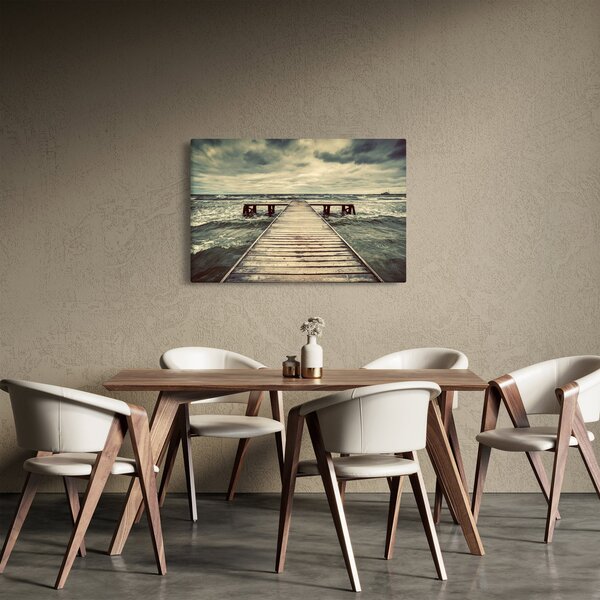 Tablou cu dig din lemn la mare (90x60 cm)