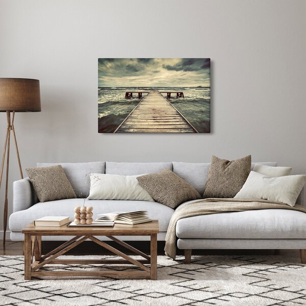 Tablou cu dig din lemn la mare (90x60 cm)