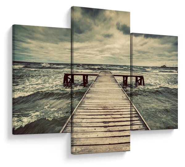 Tablou cu dig din lemn la mare (90x60 cm)