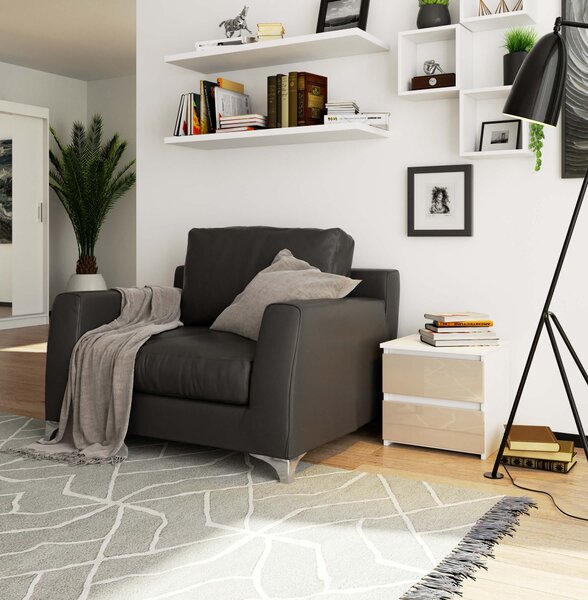 Noptieră Cleania CL2 (alb + cappuccino lucios). Promo -17%. 1152019