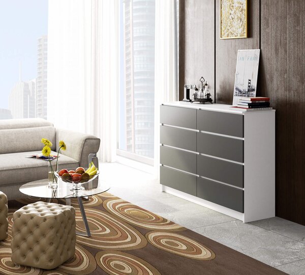 Comodă cu sertare Keanu III (alb + grafit). Promo -15%. 1152025