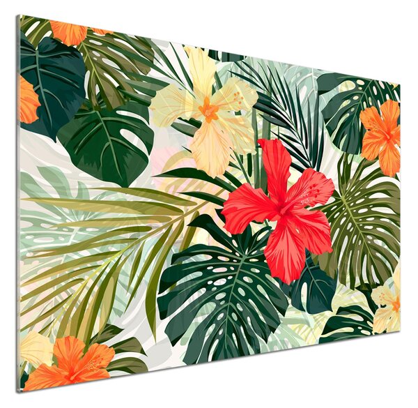 Panou sticla securizata bucatarie flori Hawaii