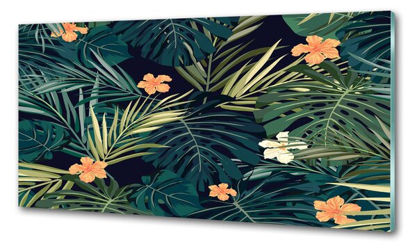 Panou sticlă decorativa bucătărie frunze tropicale
