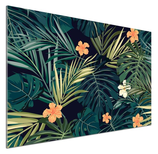 Panou sticlă decorativa bucătărie frunze tropicale