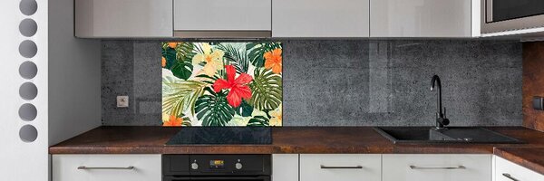 Panou sticla securizata bucatarie flori Hawaii