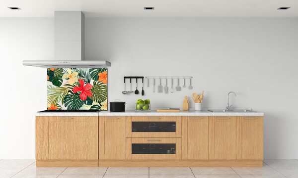 Panou sticla securizata bucatarie flori Hawaii