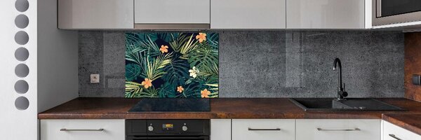 Panou sticlă decorativa bucătărie frunze tropicale