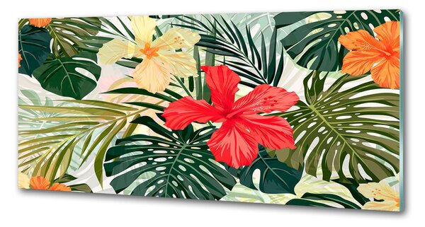 Panou sticla securizata bucatarie flori Hawaii