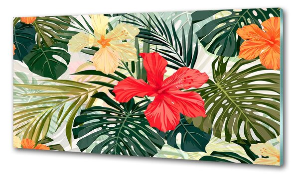 Panou sticla securizata bucatarie flori Hawaii