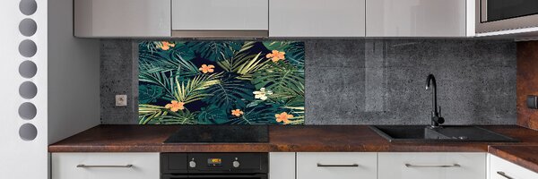 Panou sticlă decorativa bucătărie frunze tropicale