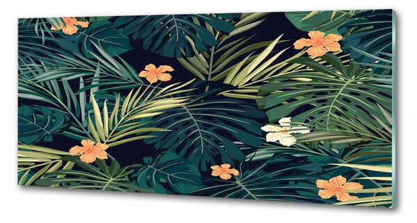 Panou sticlă decorativa bucătărie frunze tropicale