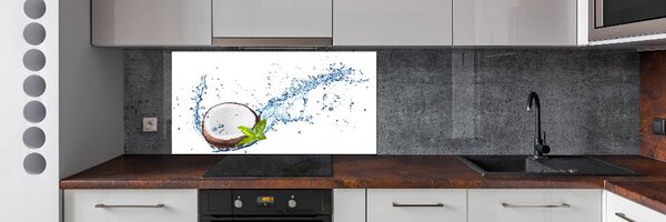 Panou sticlă decorativa bucătărie Și apă de nucă de cocos