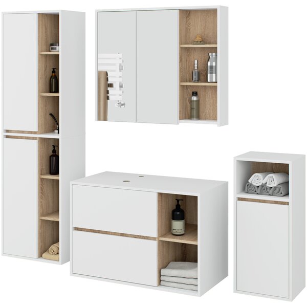 Set mobilier baie Vambos luxe (alb + stejar sonoma). Promo -18%. 1152127