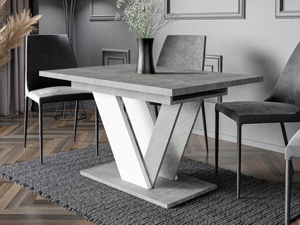 Masă sufragerie extensibilă Granger (beton + Alb) (pentru 2-6 persoane). 1105381
