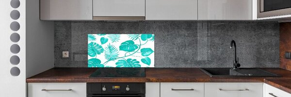 Panou sticla securizata bucatarie frunze tropicale
