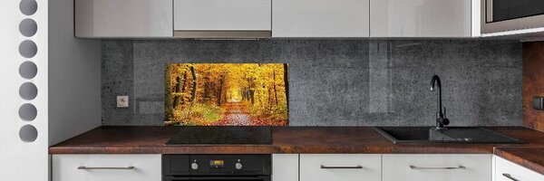 Panou sticlă bucătărie pădure în toamna