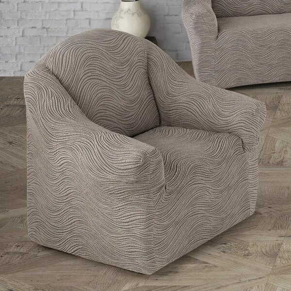 Set huse elastice pentru canapea 3 Locuri si 2 fotolii, fara volanas, model Jacquard Cappuccino in dungi