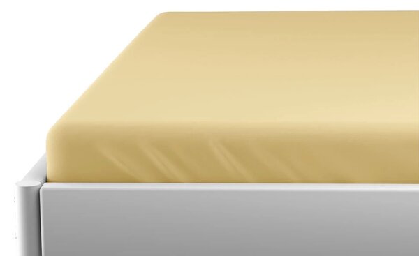 Cearsaf Jersey pentru patut copii cu elastic galben 60x120 cm