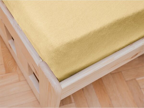 Cearsaf Jersey pentru patut copii cu elastic galben 60x120 cm