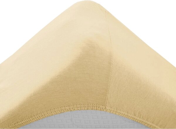 Cearsaf Jersey pentru patut copii cu elastic galben 60x120 cm