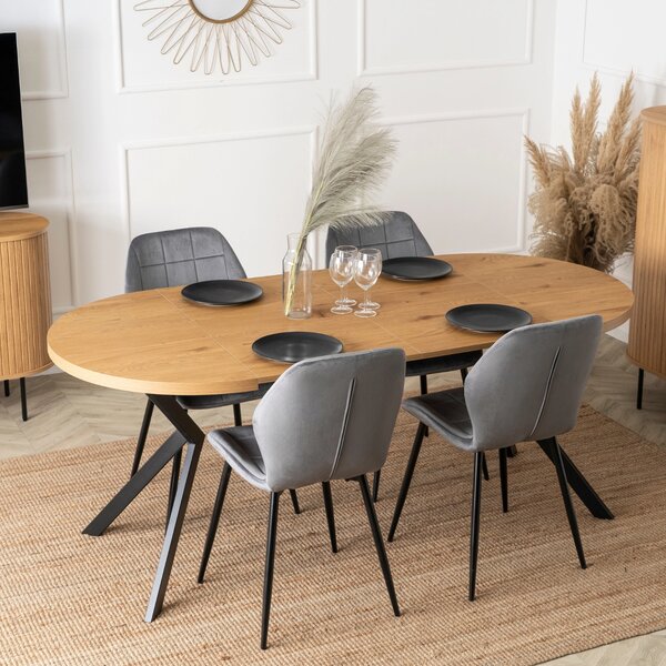 Masă sufragerie extensibilă Localizado (Stejar auriu + negru) (pentru 4-6 persoane). 1129014