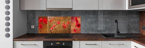 Panou sticla securizata bucatarie maci triptic