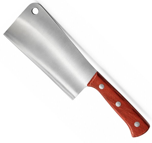 Satar de bucatarie cu lama lata si maner ergonomic din lemn – cutit tip topor pentru taiat, tocat si portionat carne, legume si alimente, 36 cm
