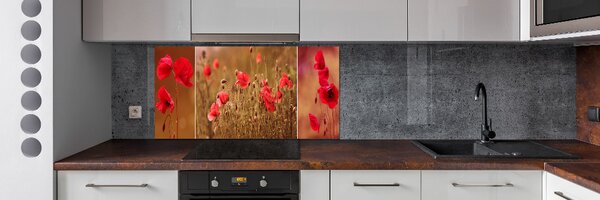 Panou sticla securizata bucatarie maci triptic