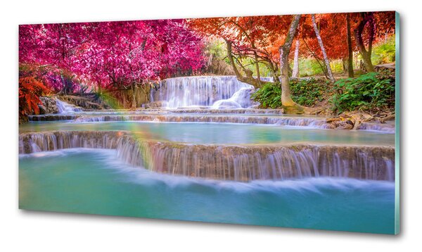 Sticlă printata bucătărie Cascada din pădure