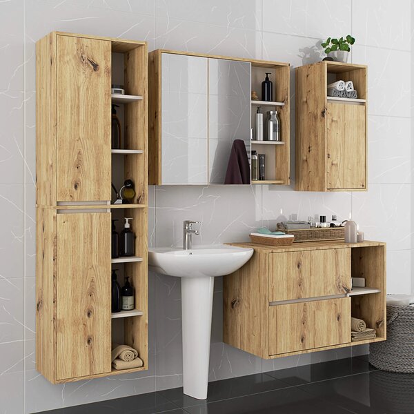 Dulap de baie Vambos W50 2D 6P (stejar artizanal + cașmir). Promo -18%. 1152100