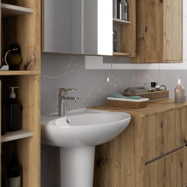 Dulap de baie Vambos W50 2D 6P (stejar artizanal + cașmir). Promo -18%. 1152100