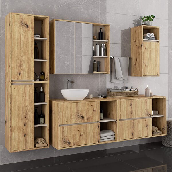 Dulap de baie Vambos W50 2D 6P (stejar artizanal + cașmir). Promo -18%. 1152100