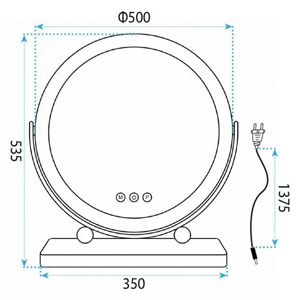 Oglindă LED MAKE-UP Chrome 50 cm