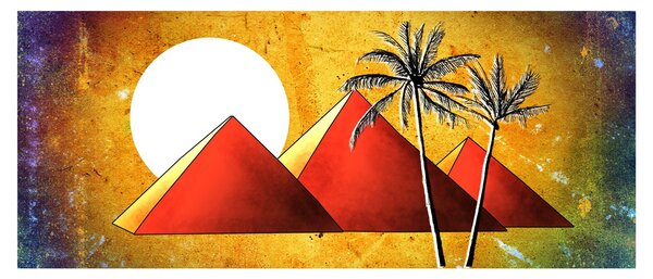Tablou cu piramidele egiptene pictate (120x50 cm)