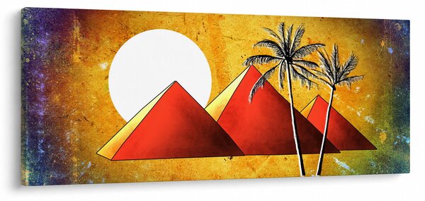 Tablou cu piramidele egiptene pictate (120x50 cm)