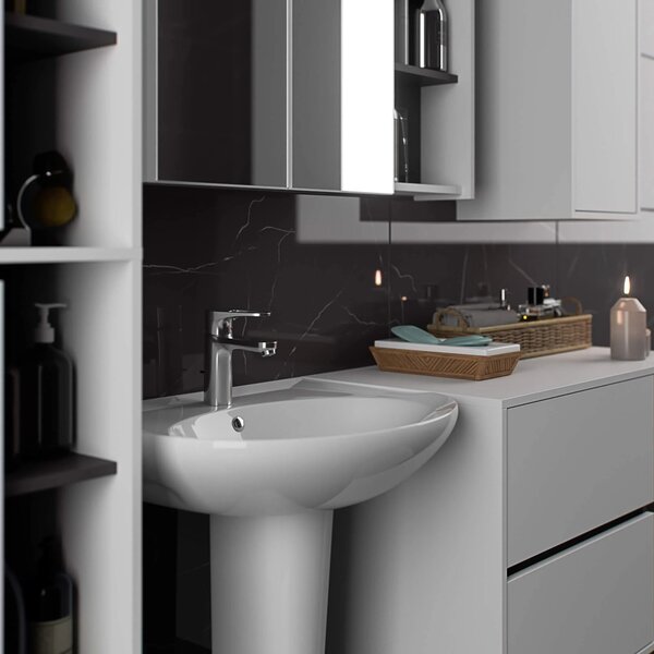 Dulap de baie Vambos W50 2D 6P (alb + grafit). Promo -13%. 1152098