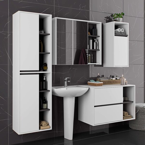 Dulap de baie Vambos W50 2D 6P (alb + grafit). Promo -13%. 1152098