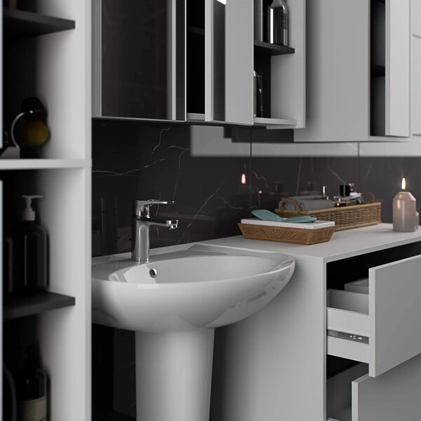 Dulap de baie Vambos W50 2D 6P (alb + grafit). Promo -13%. 1152098