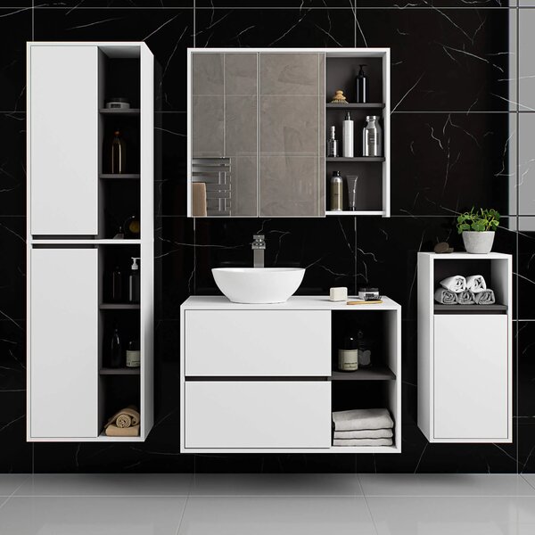 Dulap de baie Vambos W50 2D 6P (alb + grafit). Promo -13%. 1152098