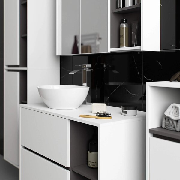 Dulap de baie Vambos W50 2D 6P (alb + grafit). Promo -13%. 1152098