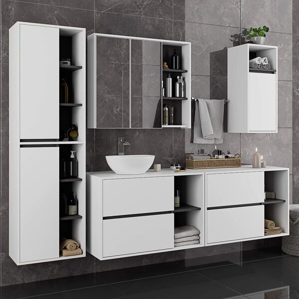 Dulap de baie Vambos W50 2D 6P (alb + grafit). Promo -13%. 1152098