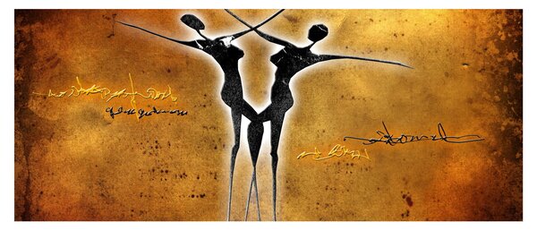 Tablou perechii dansând pictate (120x50 cm)