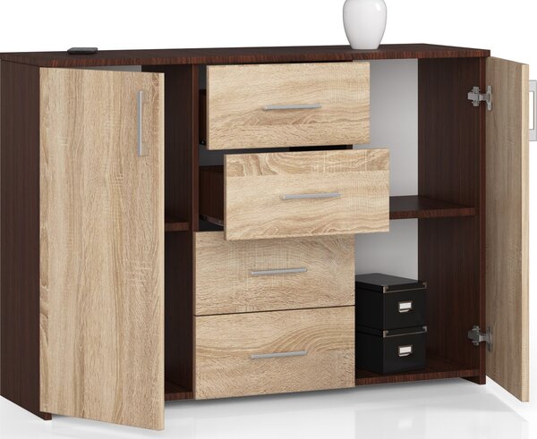 Comodă Kiran (wenge + Stejar sonoma). Promo -15%. 1152002