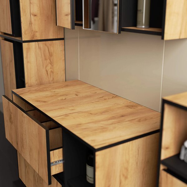 Dulap de baie Vambos W90UM 2SZ 2P (stejar artizanal + negru). Promo -19%. 1152125
