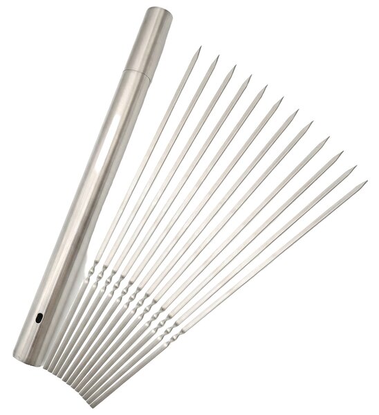 Set 20 bețe de frigărui din inox, cu tub de păstrare