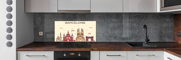 Sticlă printata bucătărie inscripția Barcelona